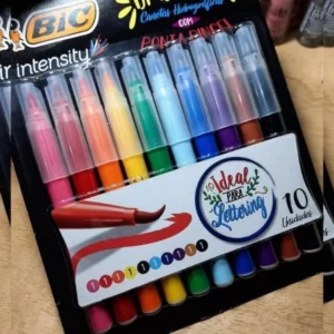 Caneta Hidrográfica BIC Intensity Brush Pens, Ponta Pincel, Traço Fino ou Grosso, pacote com 10 unidades