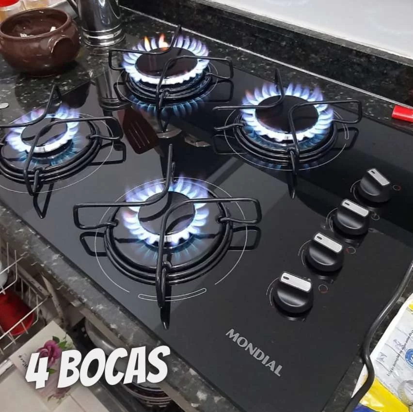 Cooktop 4 Bocas Mondial a GAs GLP Preto - CTG-01