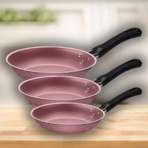 Jogo de Frigideiras 3 Pçs Caribe Rose Gold em Alumínio Antiaderente Baquelite Tramontina