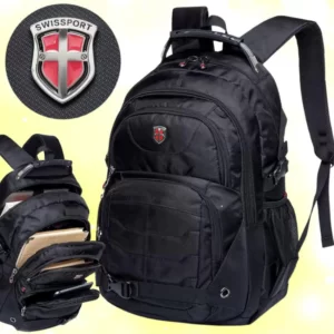 Mochila Executiva Swissport Cabo de Aço Impermeável Trabalho Notebook Resistente